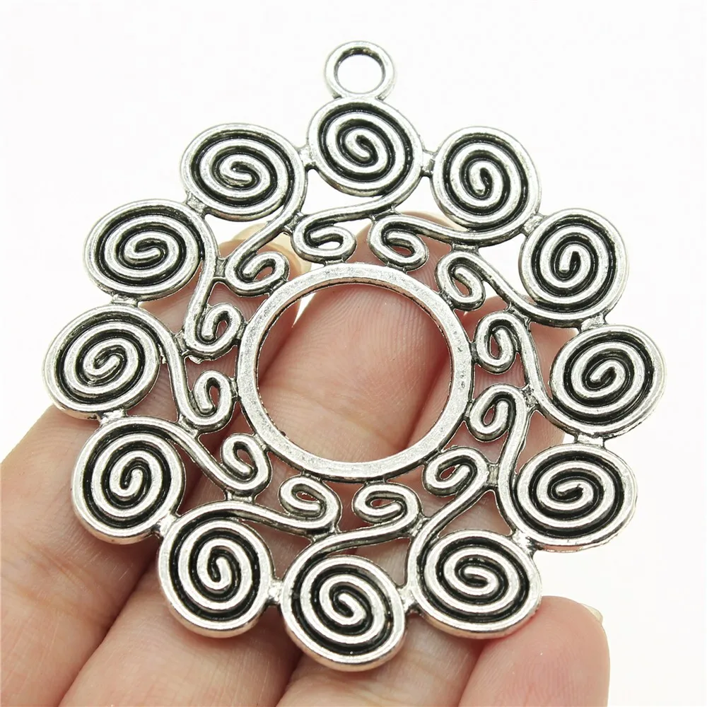 

Wholesale 20pcs/bag 61x54mm Mandala Pattern Charms Wholesale Antique Silver Color Pendant Charms Wholesale Jewelry Accessories