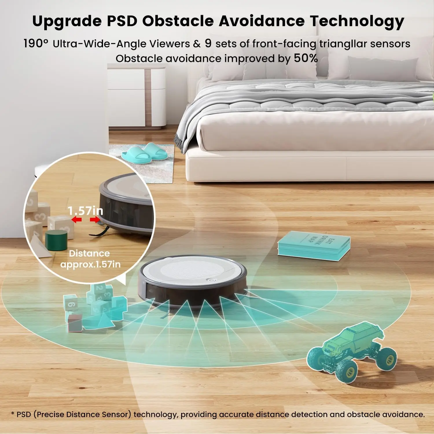 Robot Vacuum Cleaner-4500Pa Powerful Suction, PreciSense Obstacle Avoidance, Slim, Quite, 140 Mins Self-Charging Rob