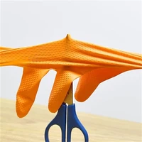 Heavy Duty Orange Nitrile Gloves 8Mil Industrial Disposable Gloves with Diamond Textured Grip for Mechanic Safety & Work Gloves 3
