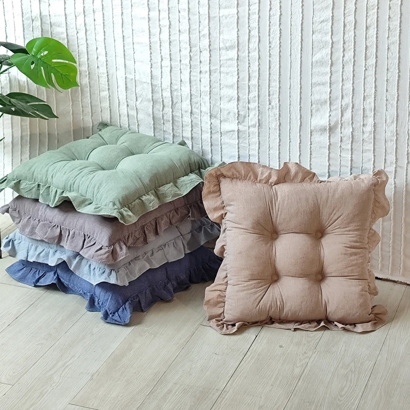 French Style Cotton Cushion Lotus Leaf Lace Soft Breathable Sitting Sofa Cushion Home Room Decoration Accessories