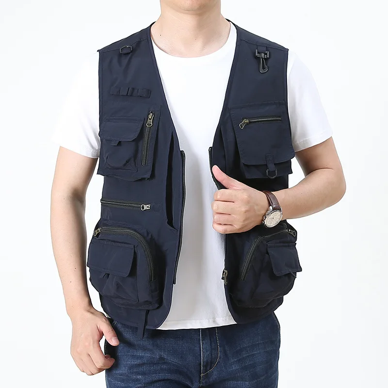 14 Pockets Summer New Men US Tactical Hiking Fishing Vest Mens Photographer Waistcoat Mesh Cargo Sleeveless Jacket Tool Vest 7XL