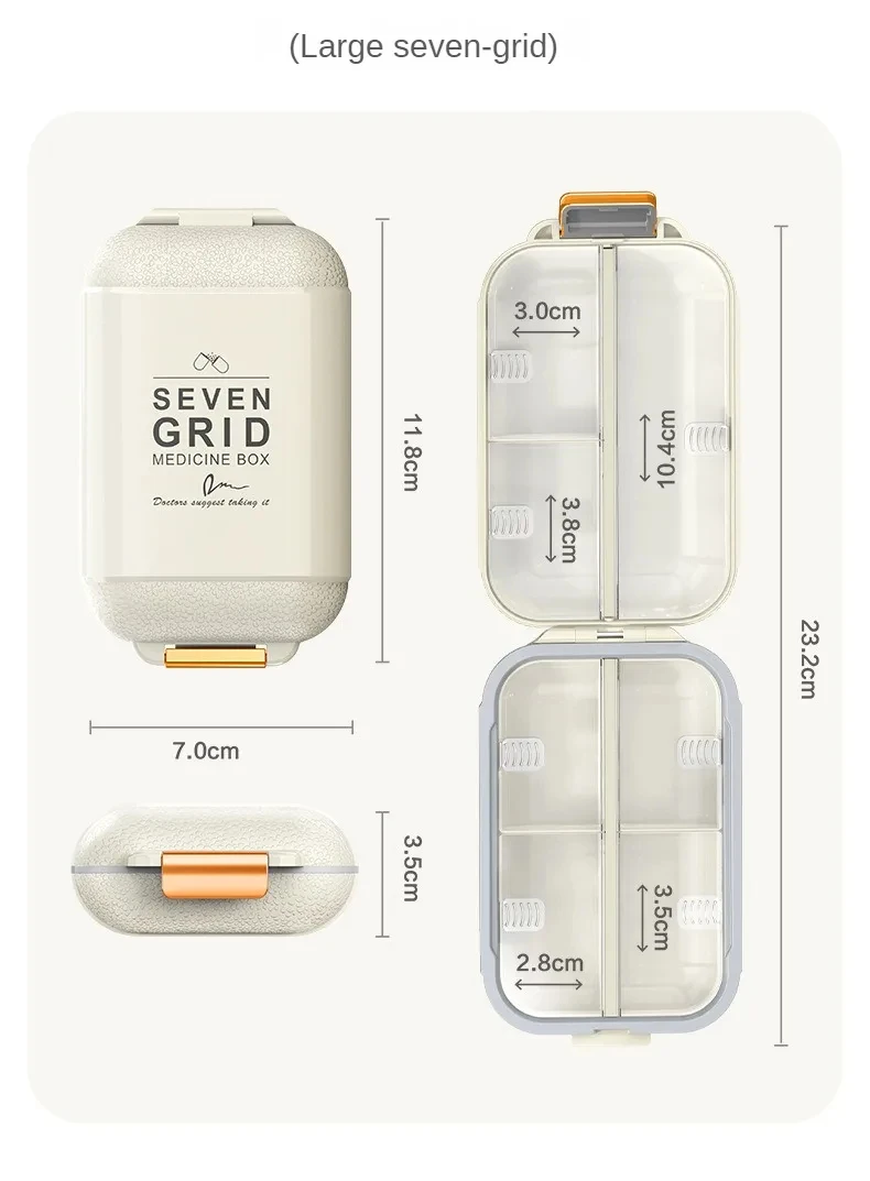 7 griglie settimanali portatili custodie per pillole da viaggio scatole sigillanti a prova di umidità contenitori per pillole compresse di stoccaggio vitamine medicinali organizer