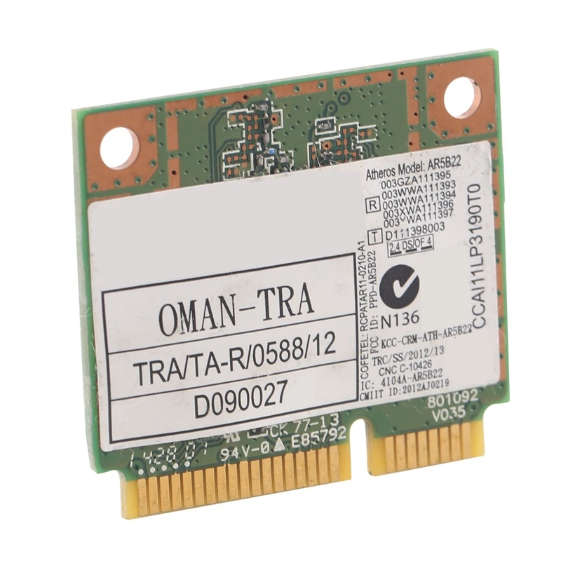 RISE-AR9462-tarjeta inalámbrica media Pcie AR5B22 WB222, 300Mbps, Bluetooth 4,0, Wifi, WLAN