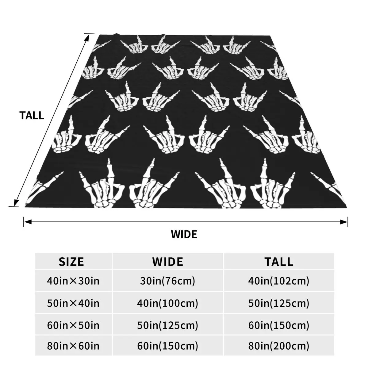 Skeleton Hands Gestures Print Blanket Flannel Sofa Throw Blanket Multi-function for Couch Bedding Throws Bedspread Quilt