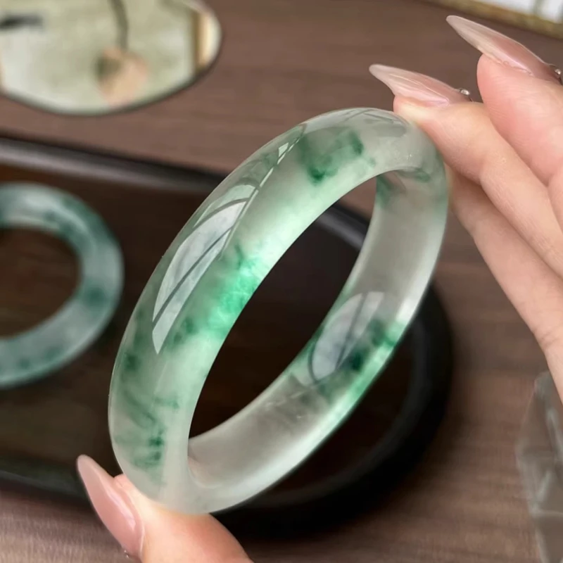 

Натуральный браслет из нефрита «Ледяной цветок» для женщин, прозрачный браслет из кварцитового нефрита