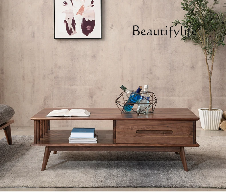 Black Walnut Solid Wood Coffee Table Nordic Simple Creative Coffee Table