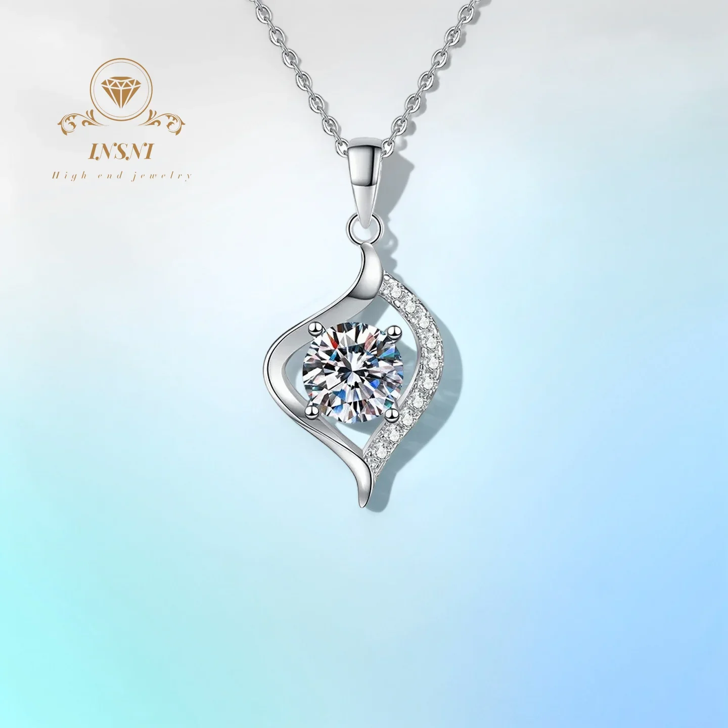 

1CT GBA Certified D Color Round Moissanite Pendant S925 Sterling Silver Chain for Women Fashion Jewelry Daily Wear Free Gift Box