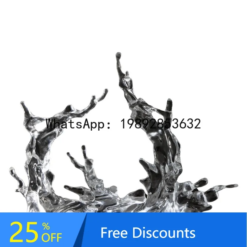 

CZ Transparent Sculpture Hotel Lobby Hall Water Flower Resin Ornament Home Restaurant Entrance Partition Decoration