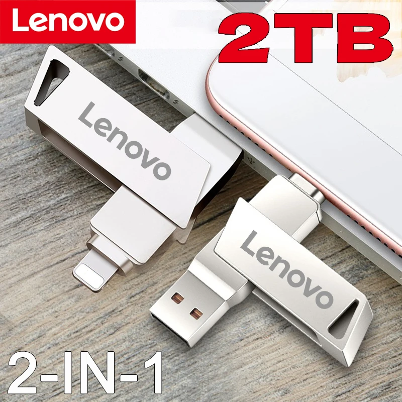 محرك أقراص فلاش Lenovo 2TB 1TB Usb 3.0 لهاتف iPhone مع واجهة USB-A إلى Lightning usb3.0 pendrive 2 تيرابايت لهاتف Iphone Ipad