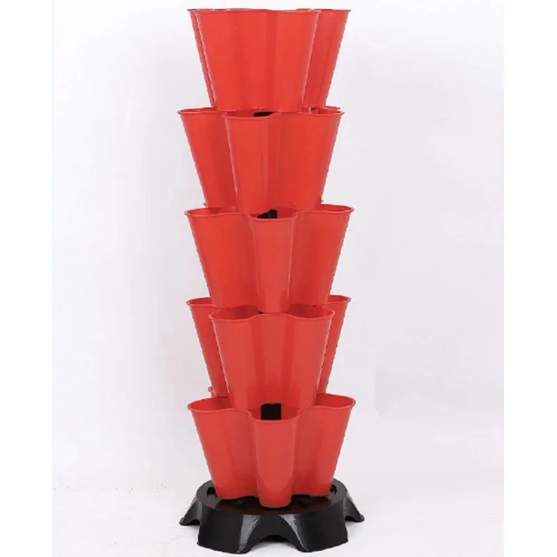 

Hot Sale Plastic Stackable Vertical Flower Plant Pot 5 Petals 31*18.5cm