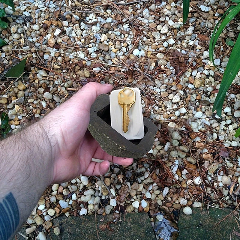 Resin Fake Rock Stone Key Box Outdoor Waterproof Hidden Key Safe Storage Lock Box Simulation Stone Hide Key Holder