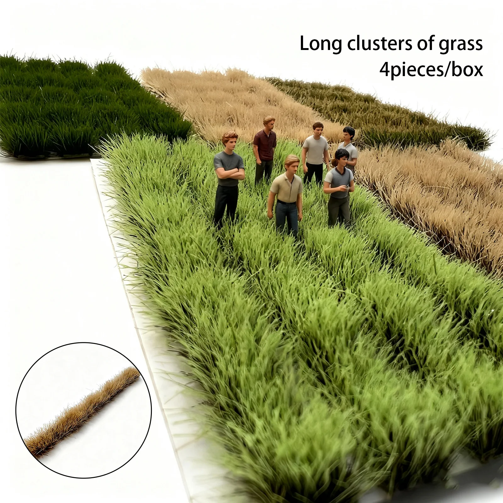 0.8CM Long Grass Cluster Model Plant Miniature Vegetation Material For DIY Sand Table Lawn Scene Railway Accessory 4Pcs/box