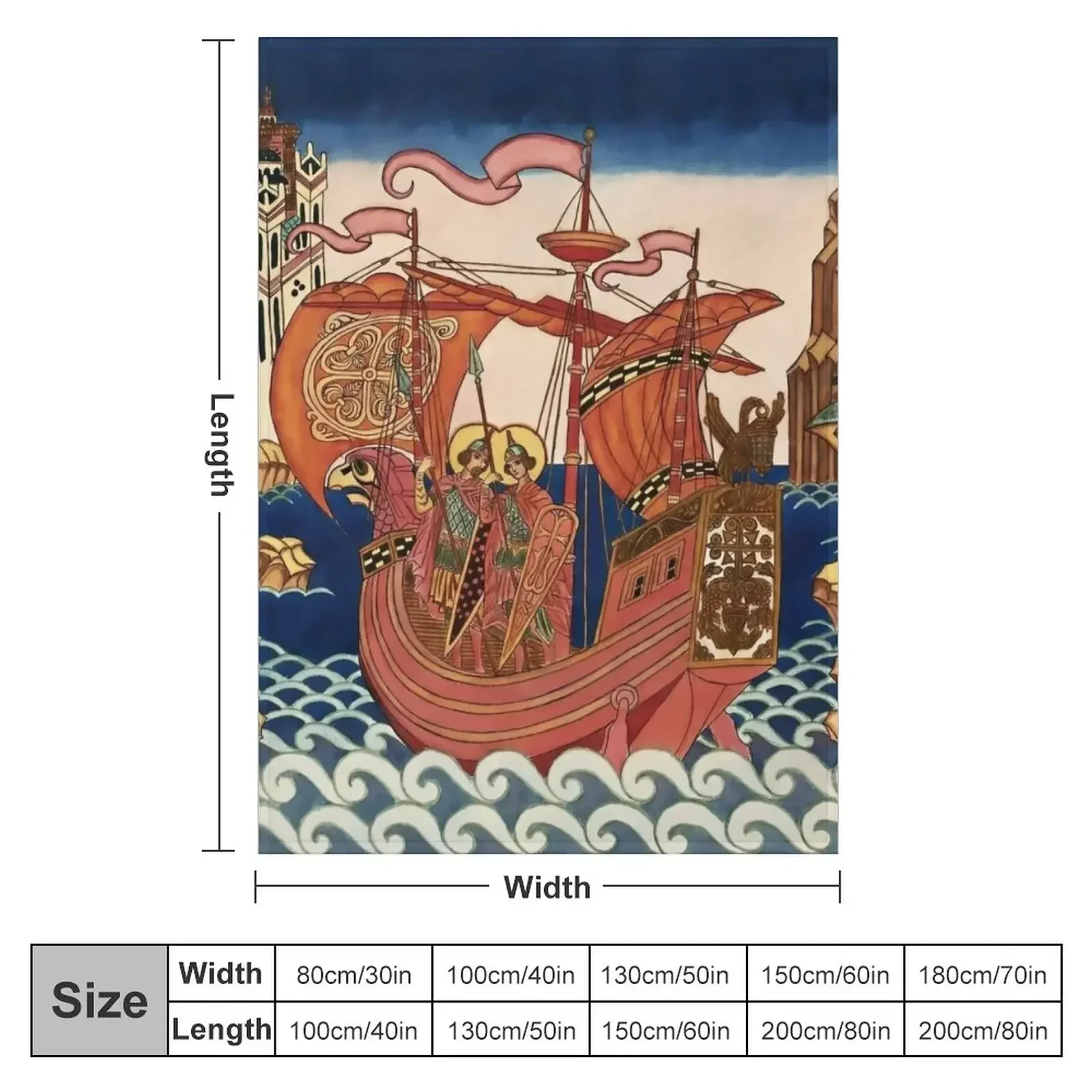 Saints on the Ship by Ivan Bilibin Throw Blanket Thin Soft Big Bed Blankets