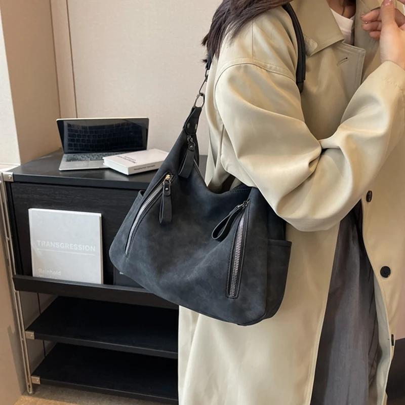 Frauen Umhängetasche Luxus Designer Schräge Quer Einzelnen Schulter Tasche Große Kapazität Handtaschen Retro Matte PU Leder Hobos – Detail 11