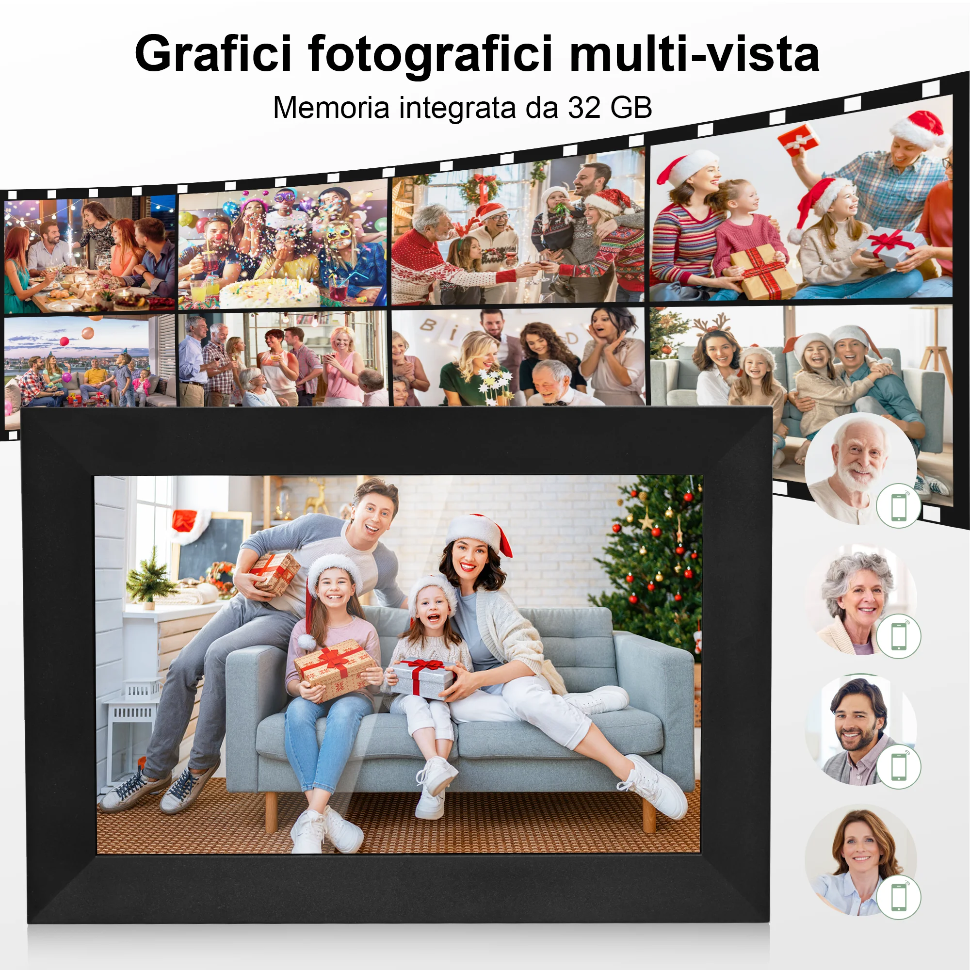 Veidoo WiFi Cloud Picture Frame 10 Inch 1080P IPS Touch Screen Digital Photo Frame with 32GB Memory Type C Port Frameo System