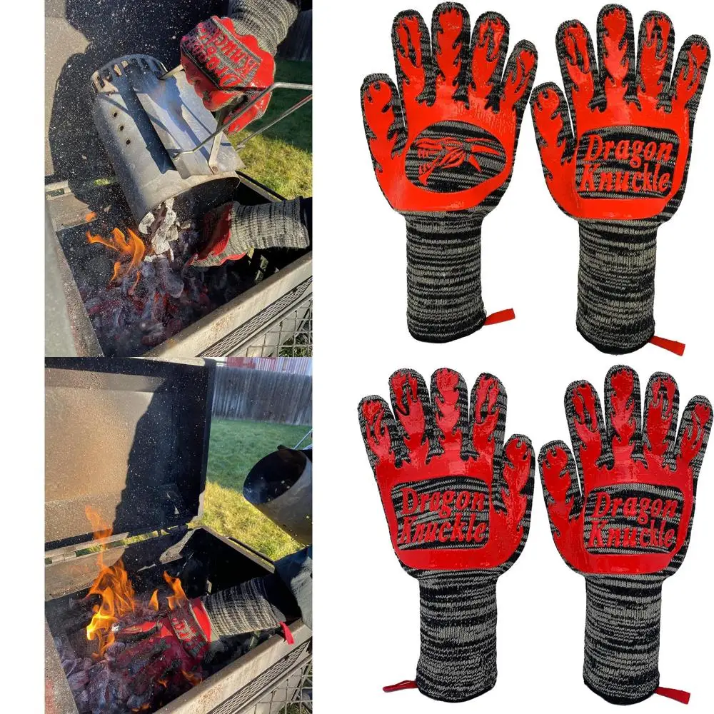 

High-Temp BBQ Gloves for Grilling, Charcoal & Gas Grills - Heat Resistant up to 1472°F, Cut-Resistant, Ideal Gift