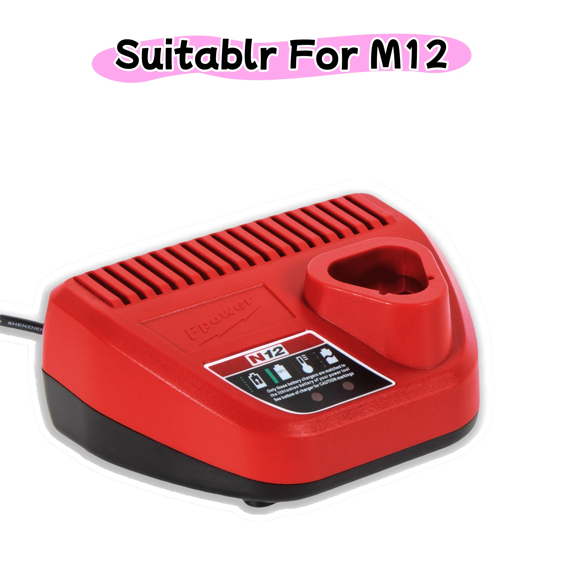 Victpower Portable For Milwaukee M12 12V 46W 3A Fast Charger Lithium Battery - Compact Design for Power Tools (Universal Input)