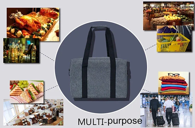 Oxford Tuch EVA Thermische Tasche Große Kapazität Verdickte Wärmedämmung Mittagessen Tasche Tragbare Falten Outdoor Picknick Eis Tasche – Detail 7