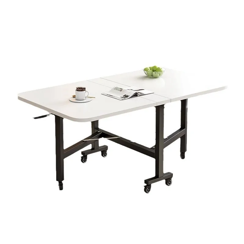 

Foldable dining table, household folding small apartment, movable and retractable dining table