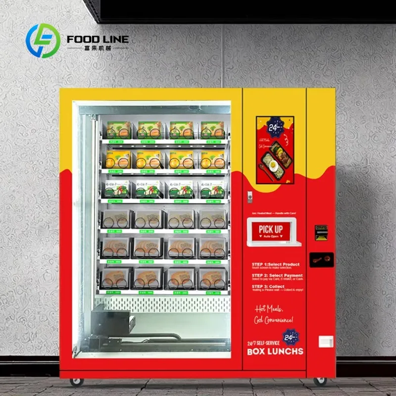 Hot Food Conveyor Elevator Vending Machine Fast Food Box Meal Dispenser with SDK Function Microwave Oven Customized