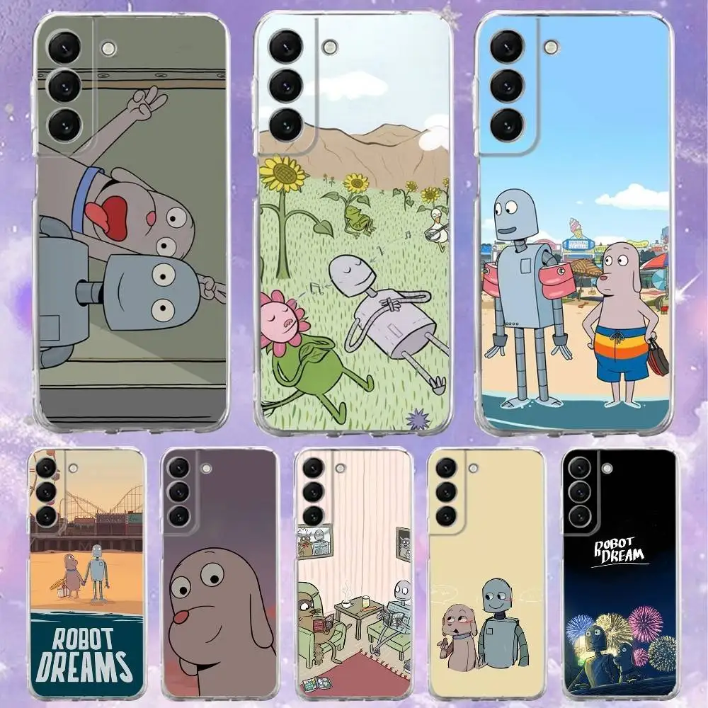 

Cartoon R-Robot D-Dreams Phone Case For Samsung S24,30,21,22,23,20 FE,lite,PIus,Ultra,5G,Note,9,10 Transparent Cover