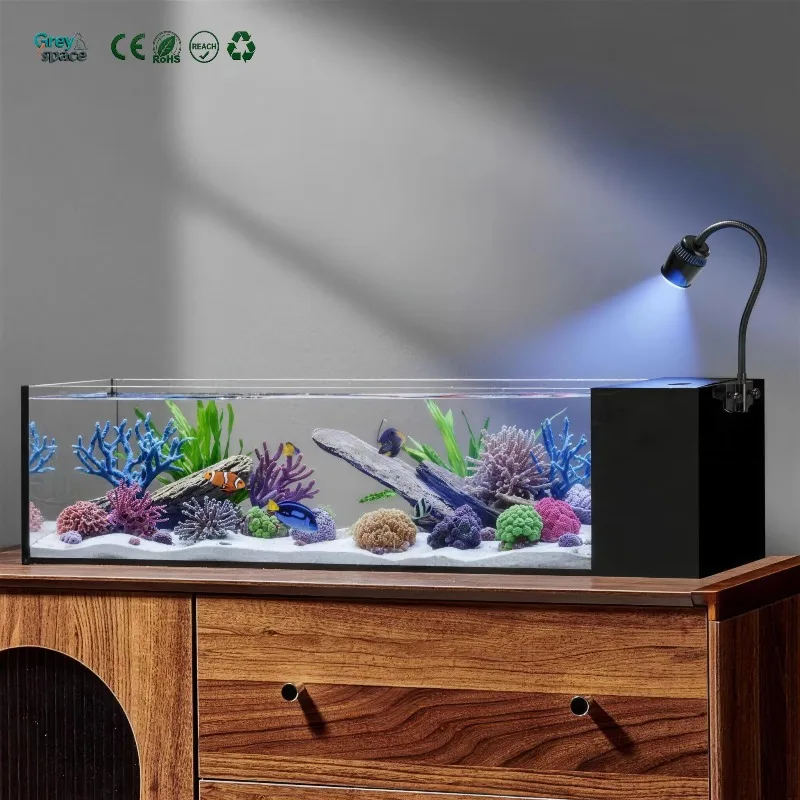 Wholesale 20 gallons ultra-transparent low iron glass betta aquarium set desktop fish tank decoration