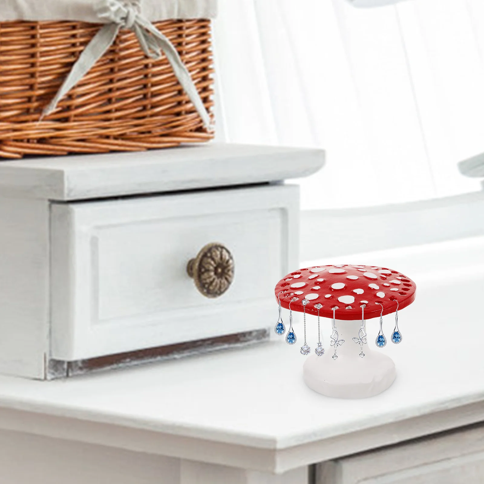 

Mushroom Shaped Earring Display Stand Jewelry Organizer Unique Artistic Design for Rings Necklaces Accessories Gift Wedding