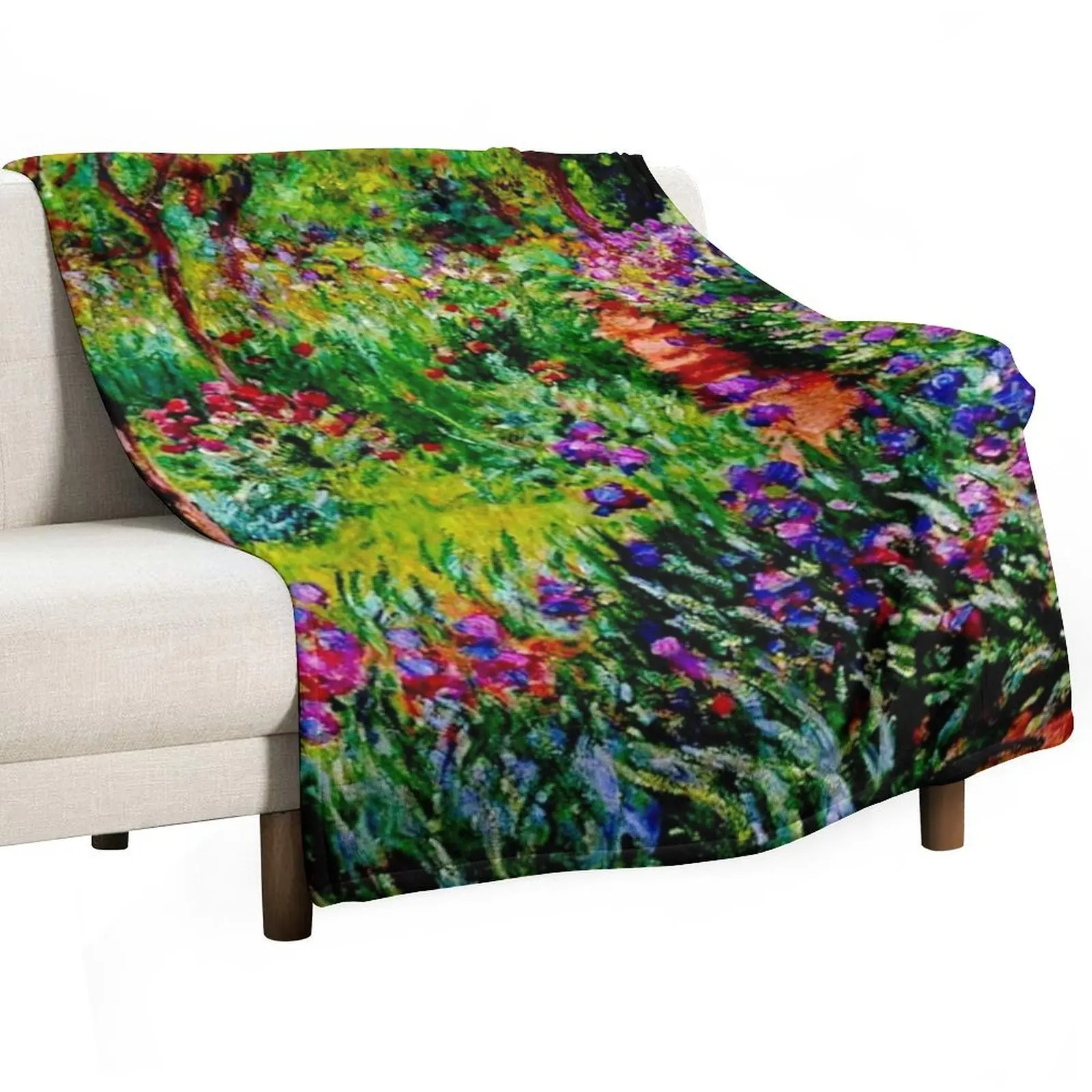 Claude Monet 'Le Jardin aux Iris ?? Giverny' - 'The Iris Garden at Giverny' Throw Blanket Giant Sofa Flannels halloween Blankets