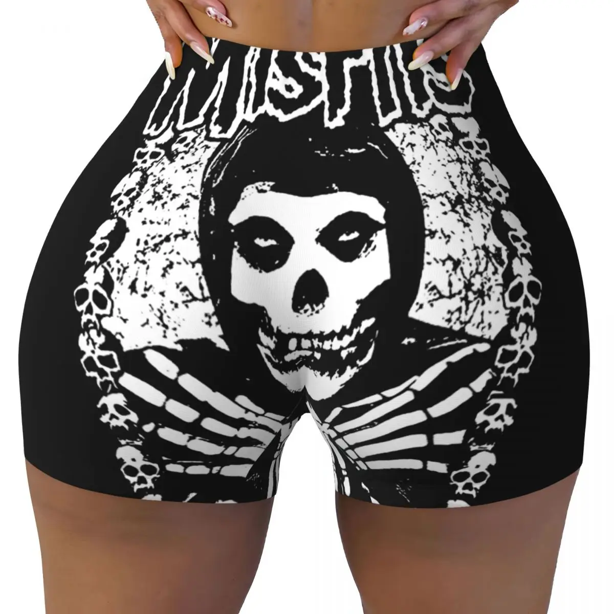 Custom Punk Rock Band Misfits Workout Shorts Women Gym Running Biker Yoga Shorts