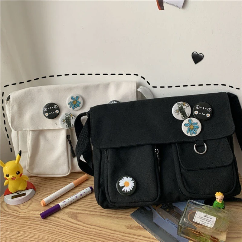 Damska płócienna torba Crossbody studencka o dużej pojemności solidna kolorowa torba na ramię modna torba listonoszka