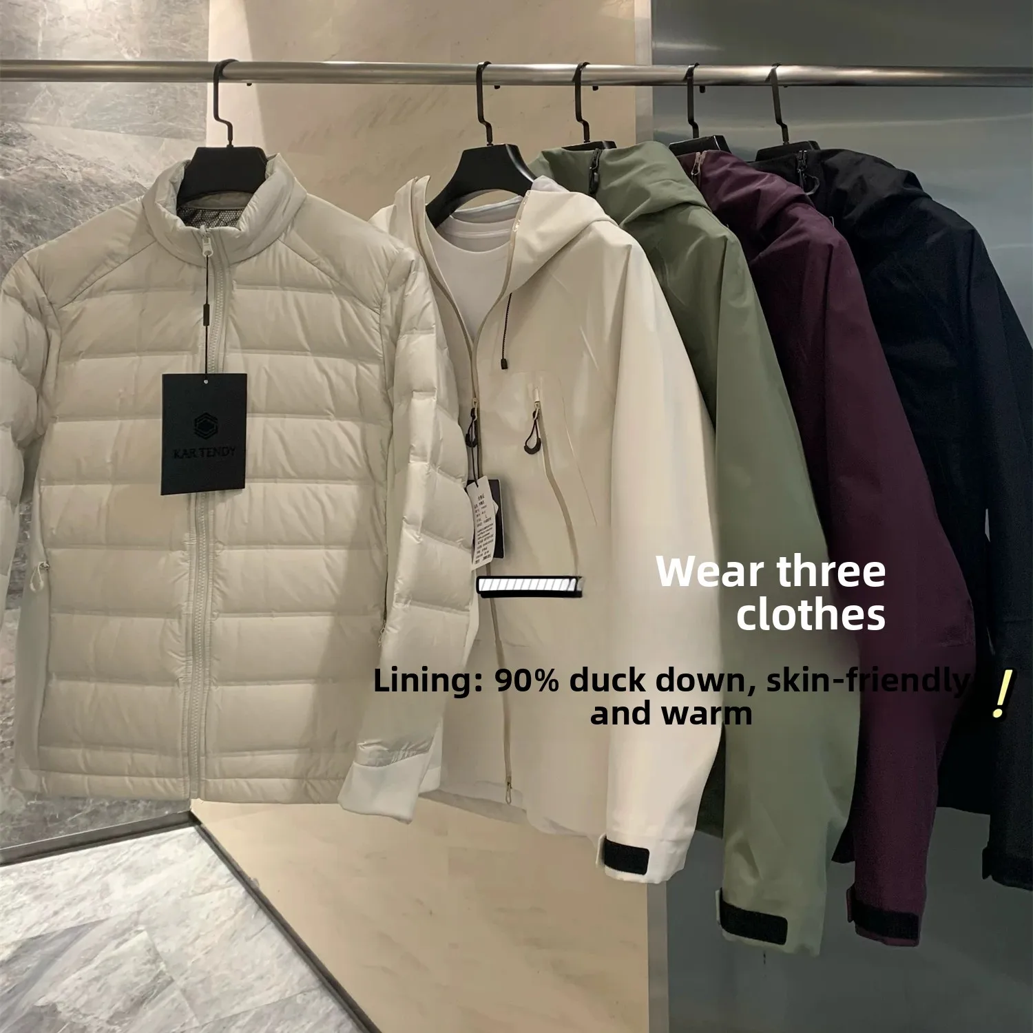 

Heavyweight Tee-in-One down Jaet Outdoor Men's Hooded 90 down Filling Hard ell Autumn Winter Coat Warm Long Sve Zipper