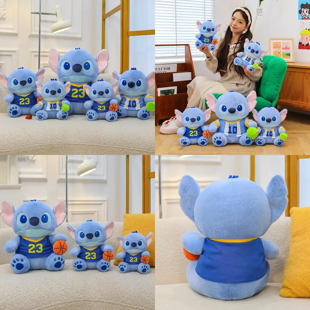 

Disney Kawaii Stich плюшевая игрушка стежка баскетбол спортивная тема мягкая кукла детский подарок на день рождения милая наполненная подушка с животными оптом