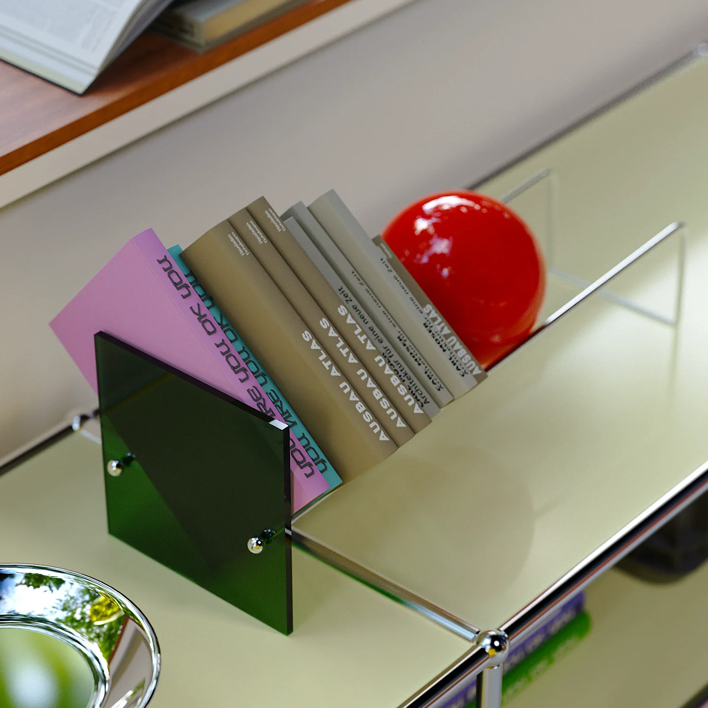 Luxury Desktop Bookshelf Book Holder Spherical Office Storage Rack Desktop Storage Rack Desktop Ornament Organizer