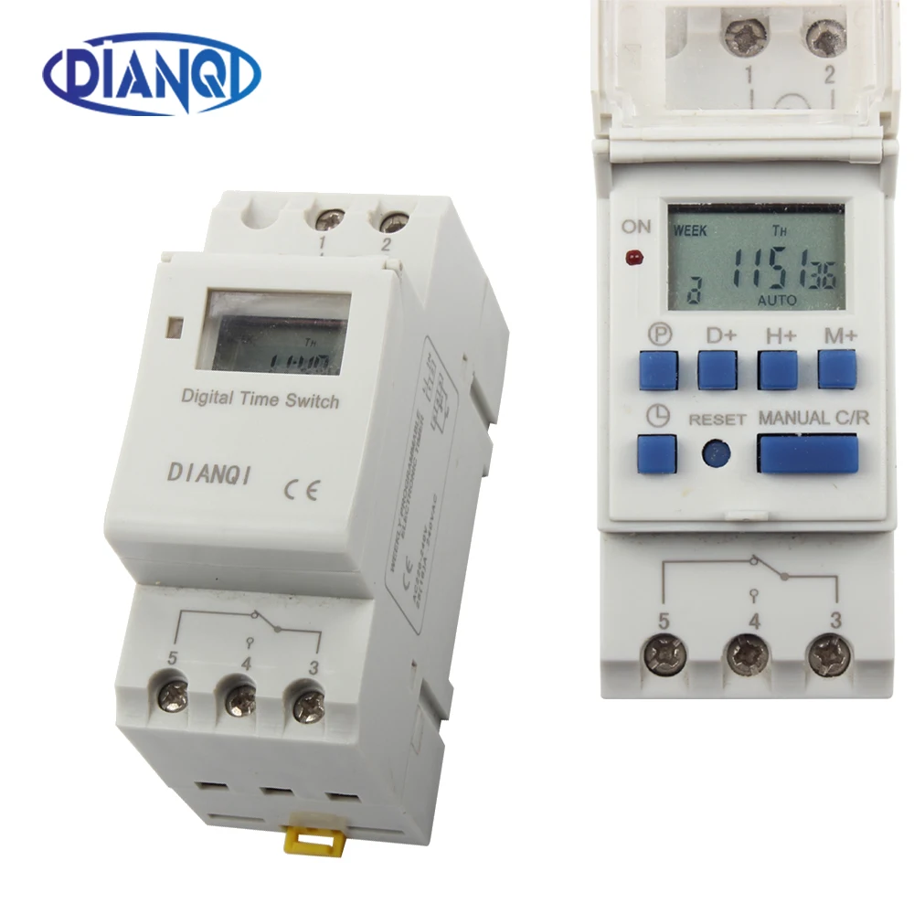 Timer switch din rail digital TP8A16 weekly programmable electronic microcomputer time switch 220V 230V 6A-30A 12V AC bell ring