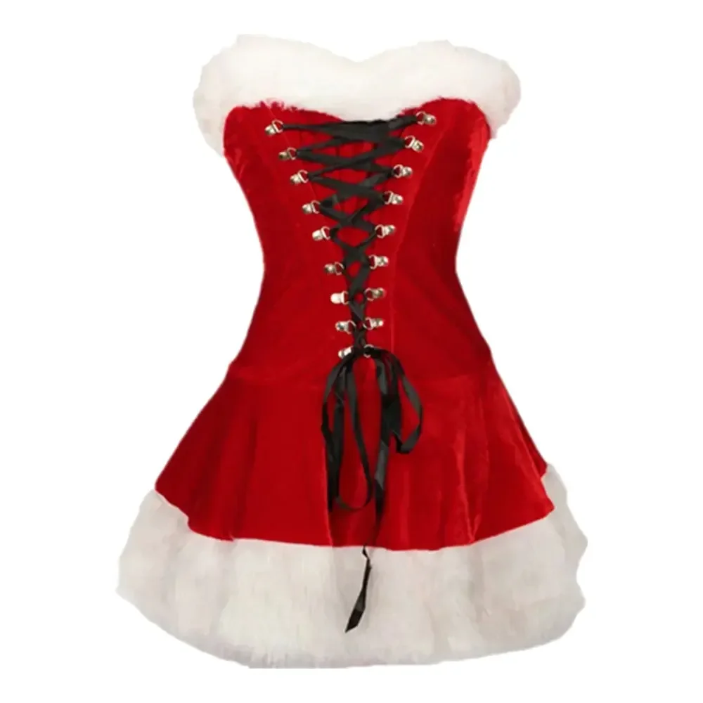 Women\'s Christmas Dress Adult Makeup Role Play Xmas Santa Costume for Women Classic Cosplay Suits with Hat for Party Celebration