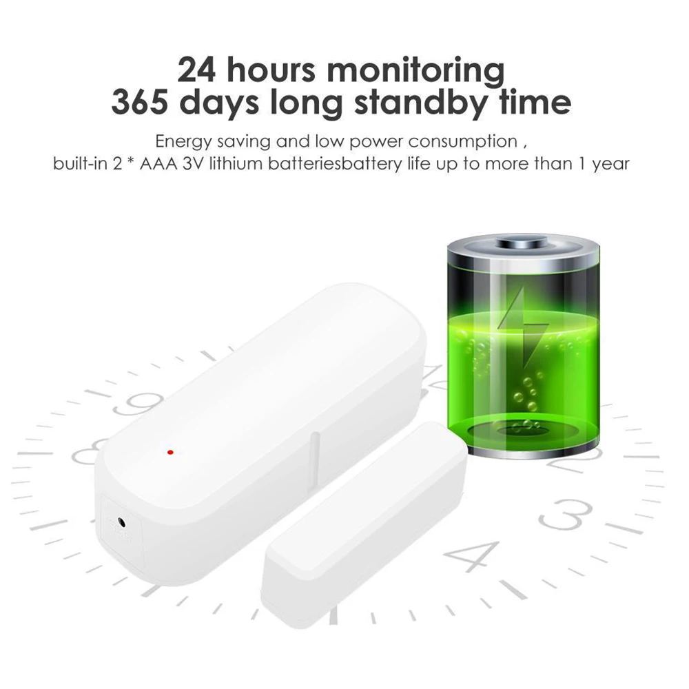 Tuya WiFi Door Window Sensor Smart Home Wireless Door Open / Closed Detector Smart Life Control tramite Alexa Home