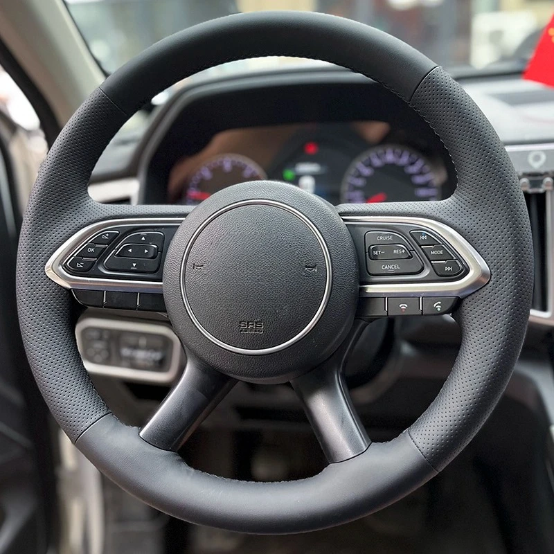 DIY Hand Sewing Non-slip Nappa Leather Steering Wheel Cover for Great Wall POER S P Off-Road Shanhai Jingang POER Car Accessory