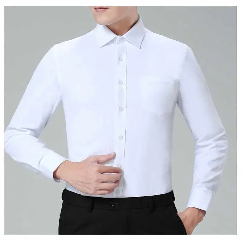 Non-Ironing Large Size Breathable Business Shirt for Men Durable Denim Material Outdoor Versatile Cleanfit Style Seven Sleeve
