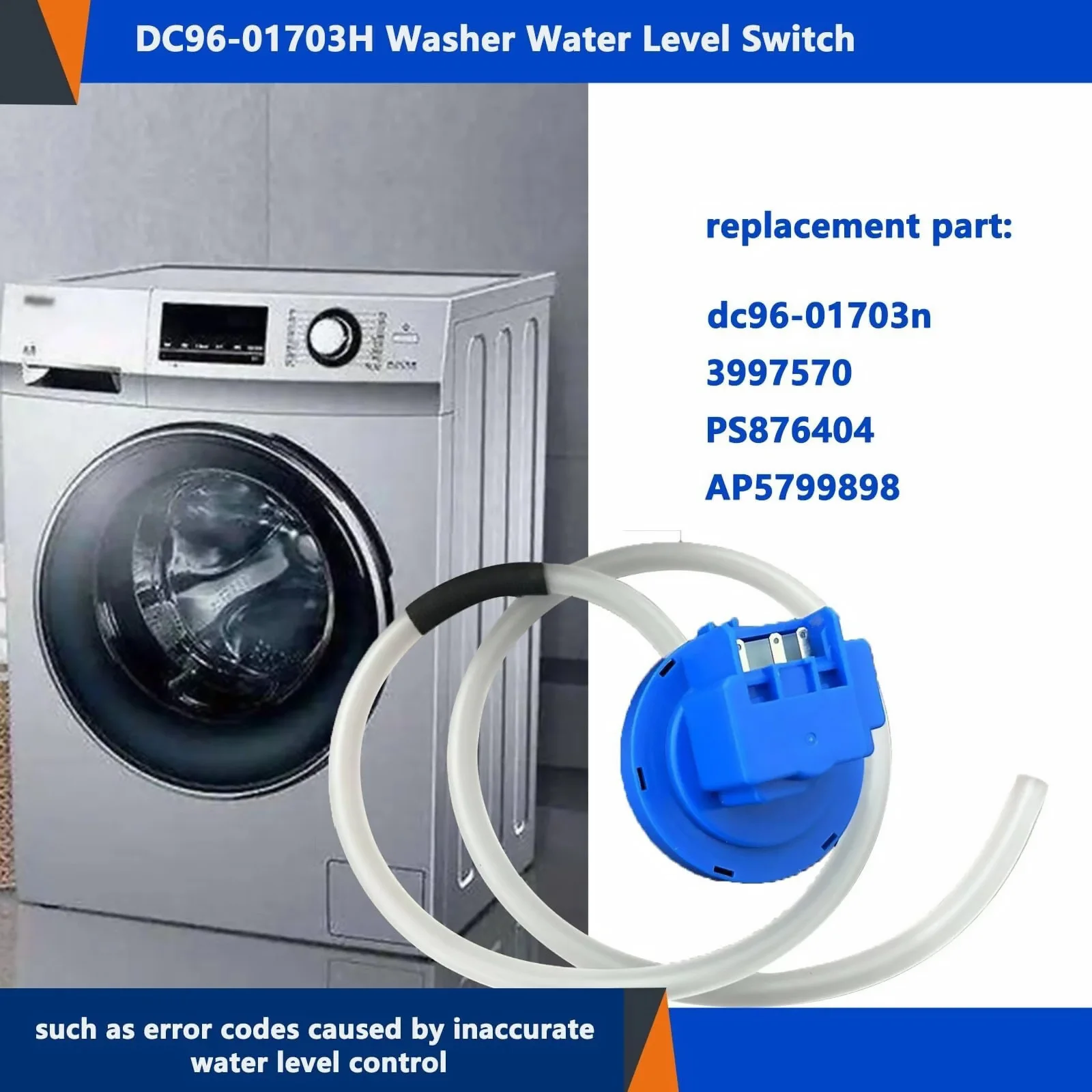 DC96-01703H DC96-01703N Washer Machine Water Level Pressure Switch for Samsung WA56H9000AP Accurate Control Replacement Sensor