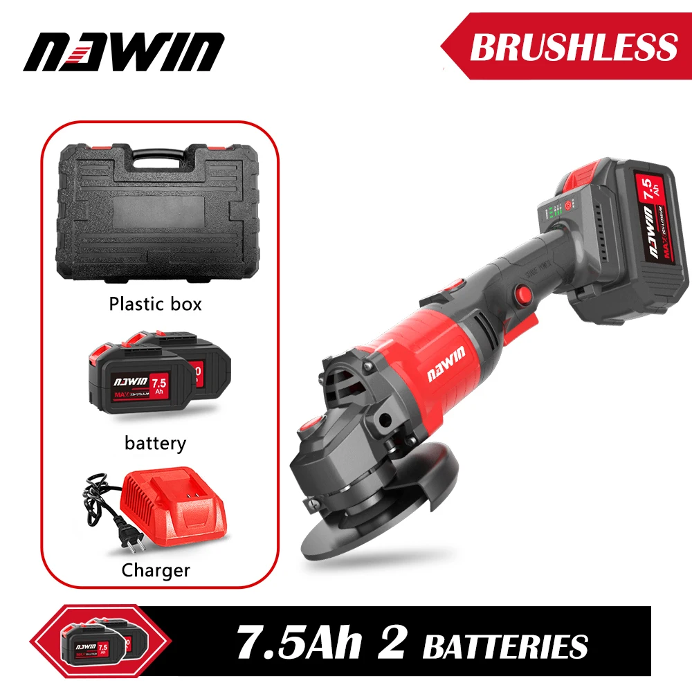 NAWIN Cordless Angle Grinder 20V Lithium-Ion Battery Machine Cutting Electric Angle Grinder Power Tool 125mm