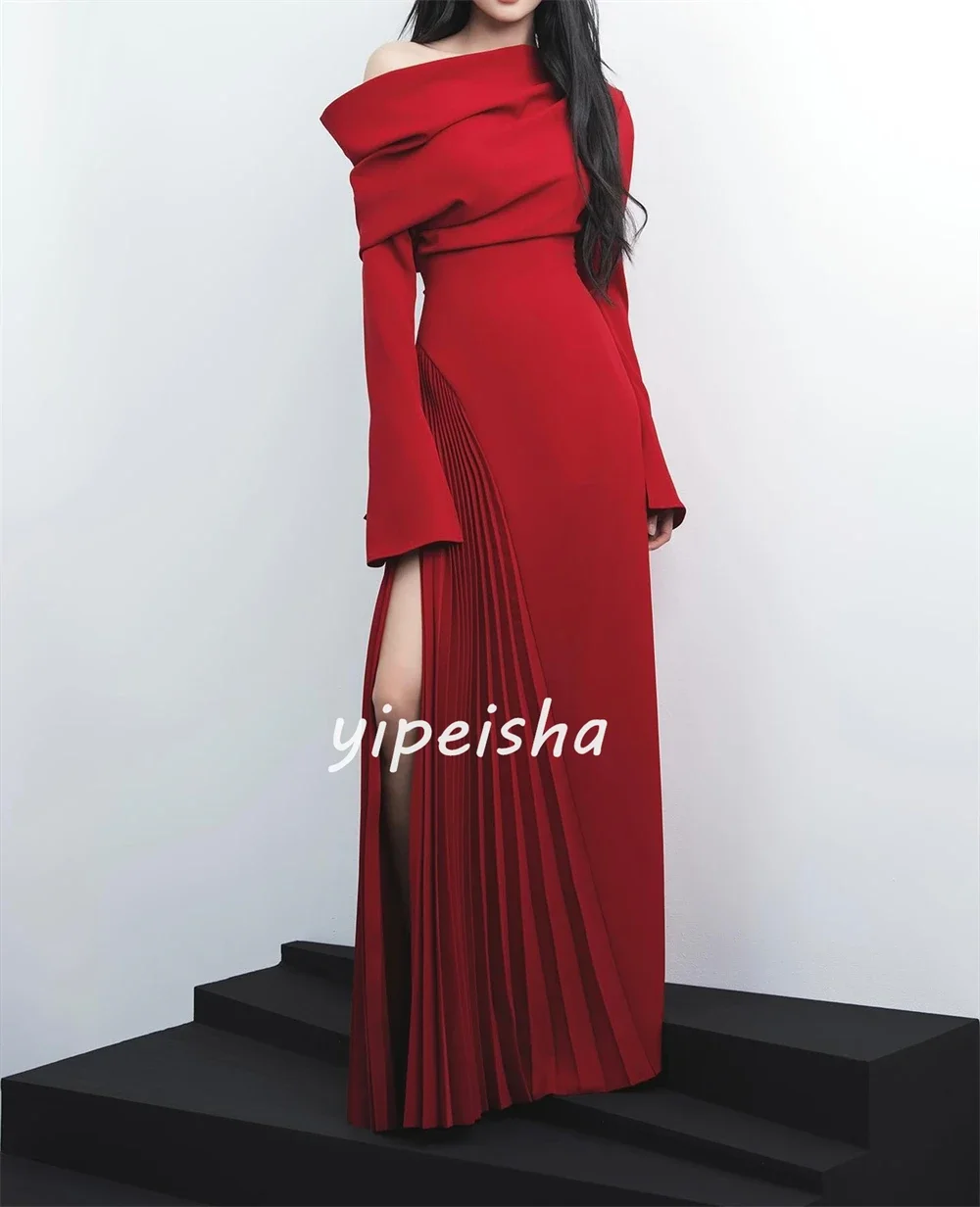 Customized Jersey Ruched Evening A-line One-shoulder Bespoke Occasion Gown Long Dresses