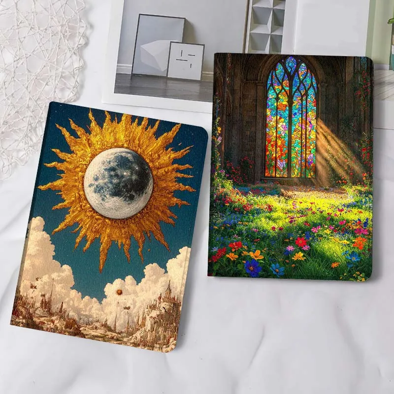 

Golden Sun Moon Art Tablet Case For Apple iPad Air Pro mini 1 2 3 4 5 6 7 8 9 11 M2 M3 M5 M4 5th 6th 7th 10th 11th Gift