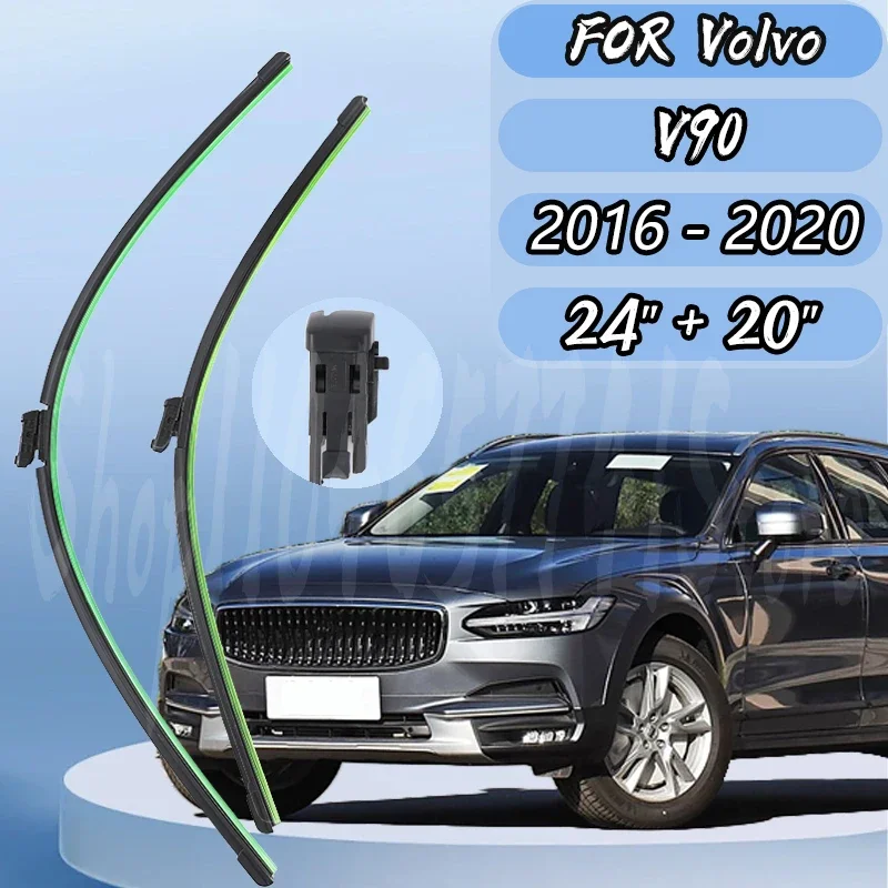 

For Volvo V90 2016-2020 24"+20" Front Wiper Blades Brushes Cutter Accessories Fifth generation silent upgrade