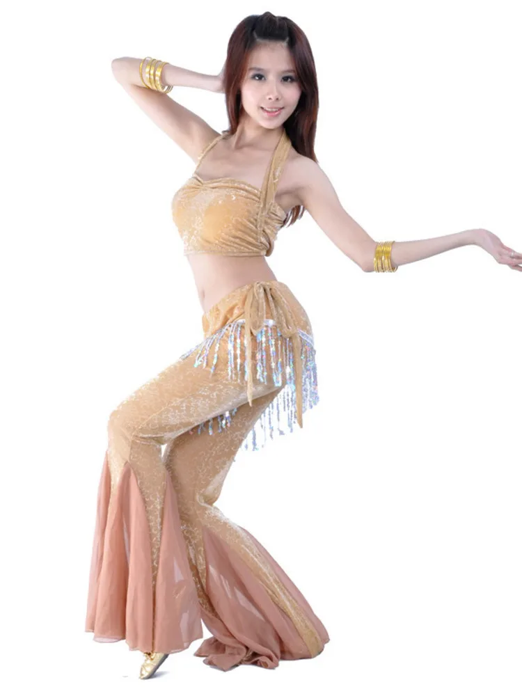 Solid Color Oriental Dancing Costume Belly Dance Suit Performance Jazz Tassel Modern Wear Urban Latin Clothes Classical Top Pant