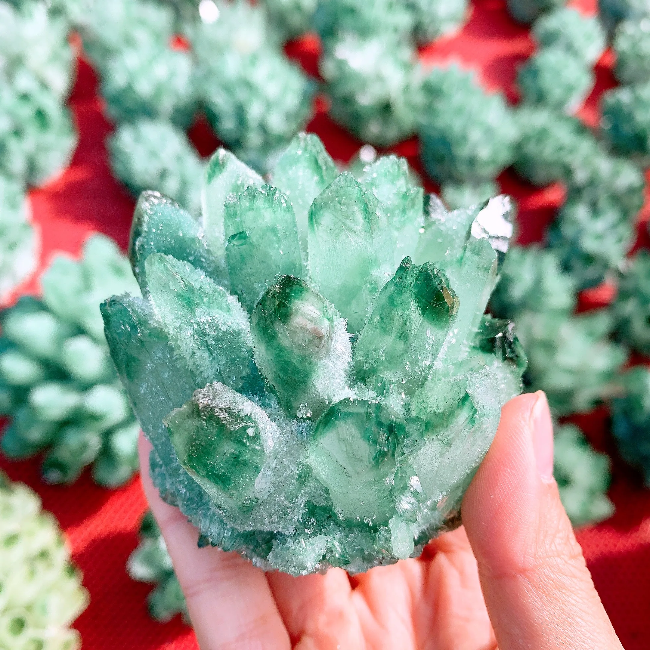 300g+ New green Phantom Crystal Cluster Mineral Specimen Reiki Healing decor