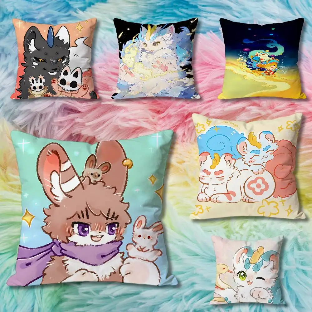 Furry Cute F-Fabulous B-Beasts Celebrity Merchandise All-Match Printed Pillow Case Sofa Car Office Room Decoration Protector