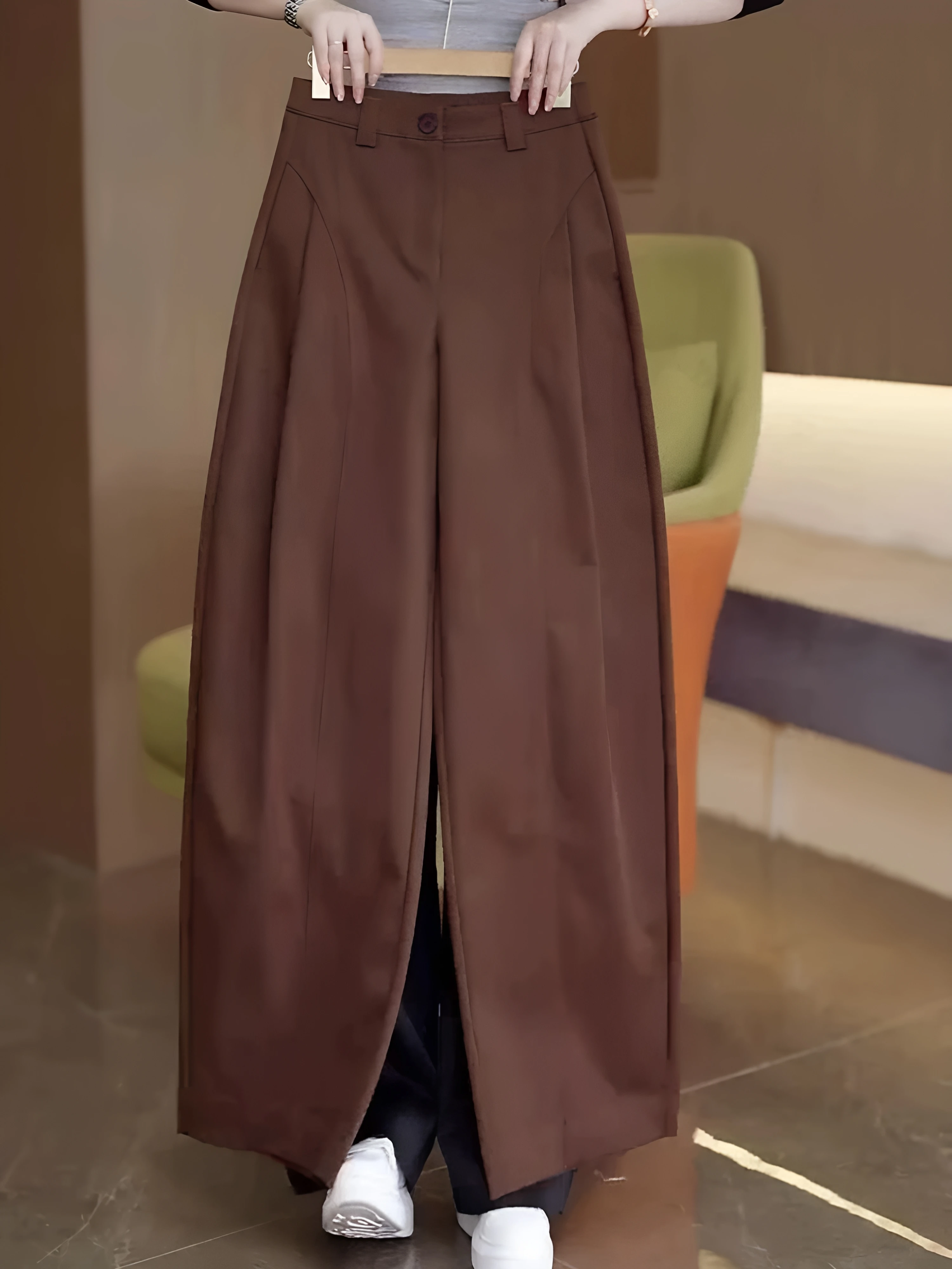 Fall 2026 Women's High Waist Wide Leg Pants Pleated Loose Slim Accordion Pants Narrow Version Casual Straight Leg Trousers