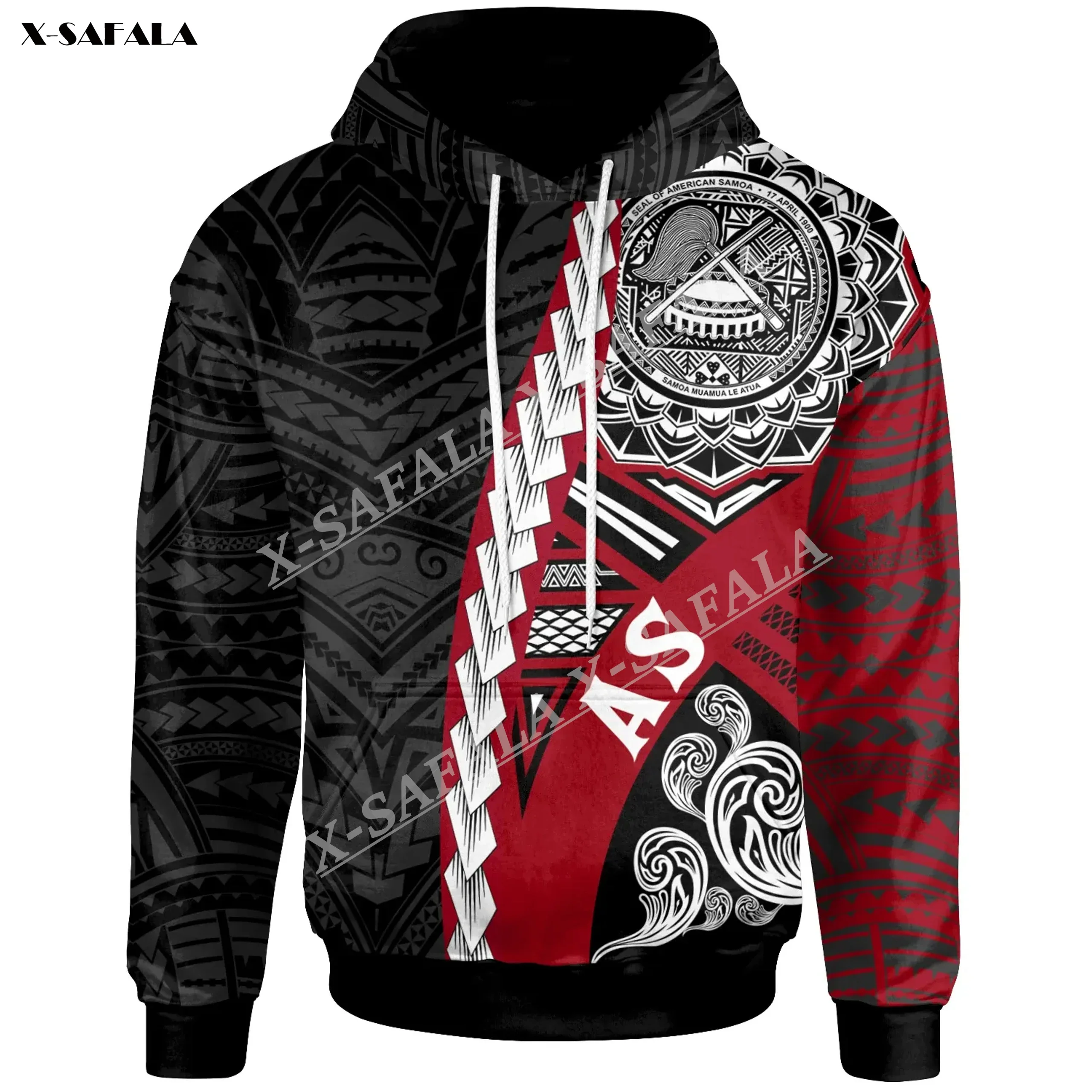 

American Samoa Polynesian Wave Tattoo 3D Print Zipper Hoodie Men Pullover Sweatshirt Hooded Jersey Tracksuit Outwear Coat