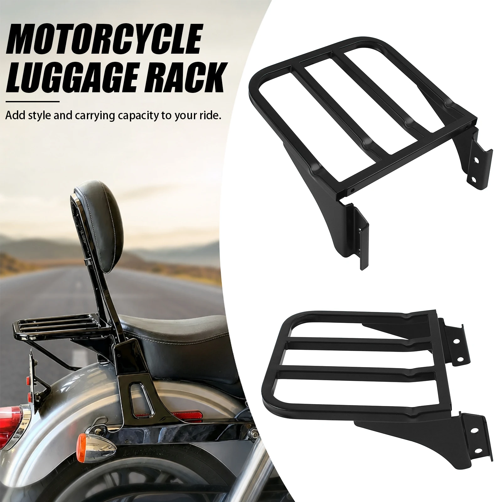 Schwarze Rückenlehne für Motorräder, Sissy Bar, Gepäckträger für Harley Sportster XL Modelle XL883 XL1200 Heritage Softail Dyna FLST XL 1200