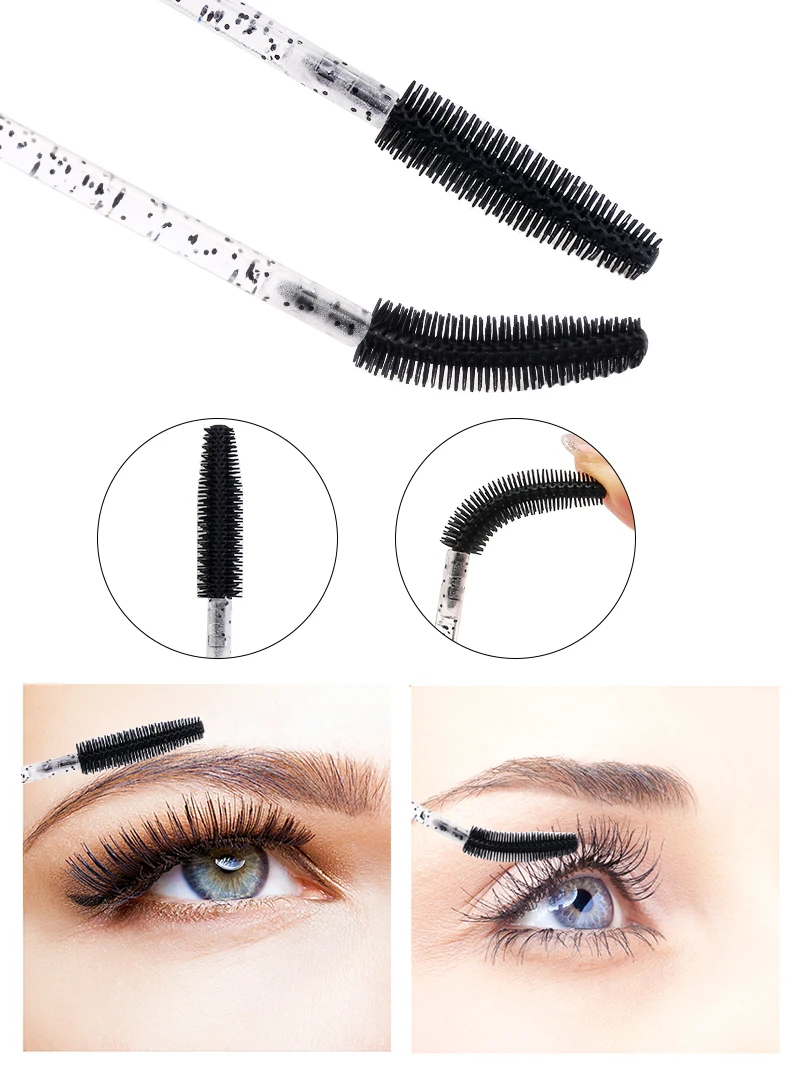 50/100 Eyelash Mascara Brushes Wands Dust-Proof Eyebrow Brush Tube Replaceable Makeup Applicator Reusable